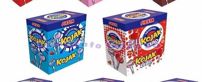 Cajas con todos los sabores delChupachups Kojak con Chicle de Fiesta